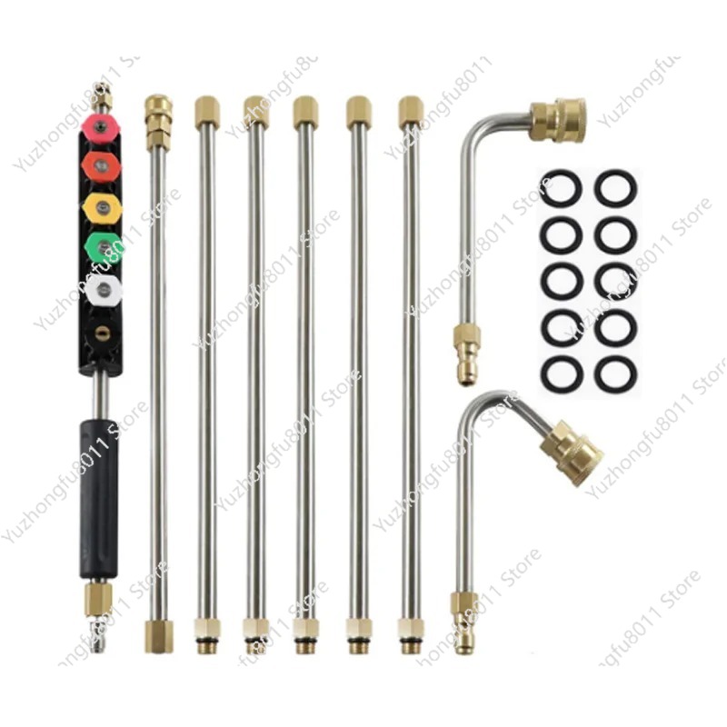 Power Washer Gun Replacement - ชุดอุปกรณ์ทำความสะอาดรางน้ำด้วยเครื่องฉีดน้ำแรงดันสูง พร้อมก้านต่อแบบยืดหดได้ หัวฉีดทำความสะอาดหน้าต่าง 9 ชิ้น