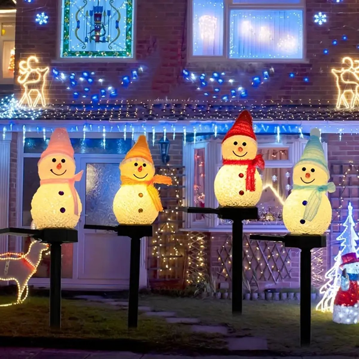 Outdoor Yard Power Stake - LED Snowman ไฟสวนพลังงานแสงอาทิตย์กลางแจ้ง GROUND Stake Light