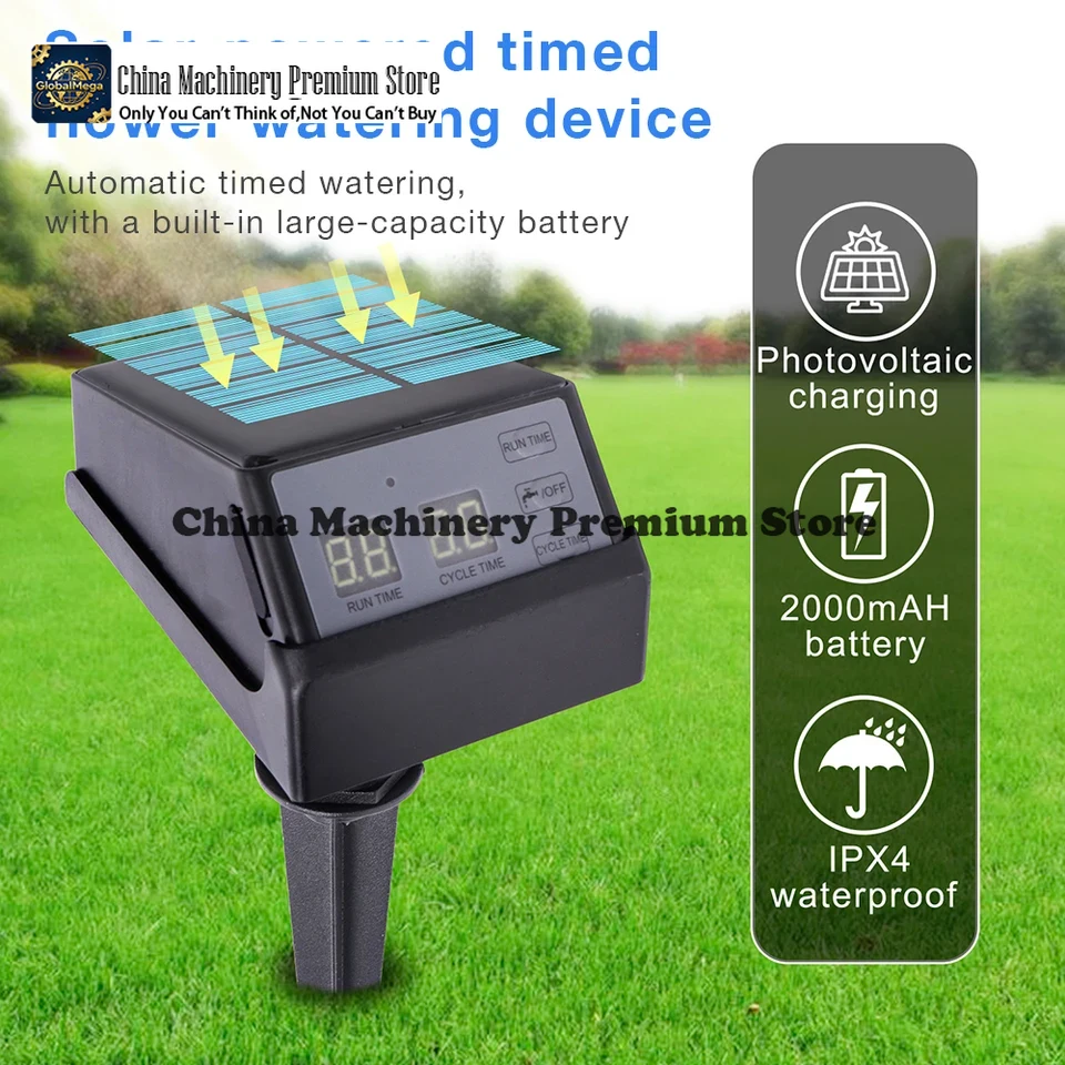 Outdoor Power With Timer - ตัวตั้งเวลาควบคุมการรดน้ำพลังงานแสงอาทิตย์แบบใหม่ ระบบรดน้ำสวนอัตโนมัติกลางแจ้ง แบตเตอรี่ 2000mAh สายยางพลาสติก อุปกรณ์ตั้งเวลาควบคุมการรดน้ำ