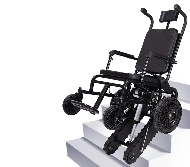 Outdoor Power Wheelchair - รถเข็นไฟฟ้าพับได้สำหรับขึ้นบันไดกลางแจ้ง สำหรับผู้ใช้รถเข็นคนพิการ ใช้พลังงานแบตเตอรี่ลิเธียม พร้อมพนักพิงศีรษะ
