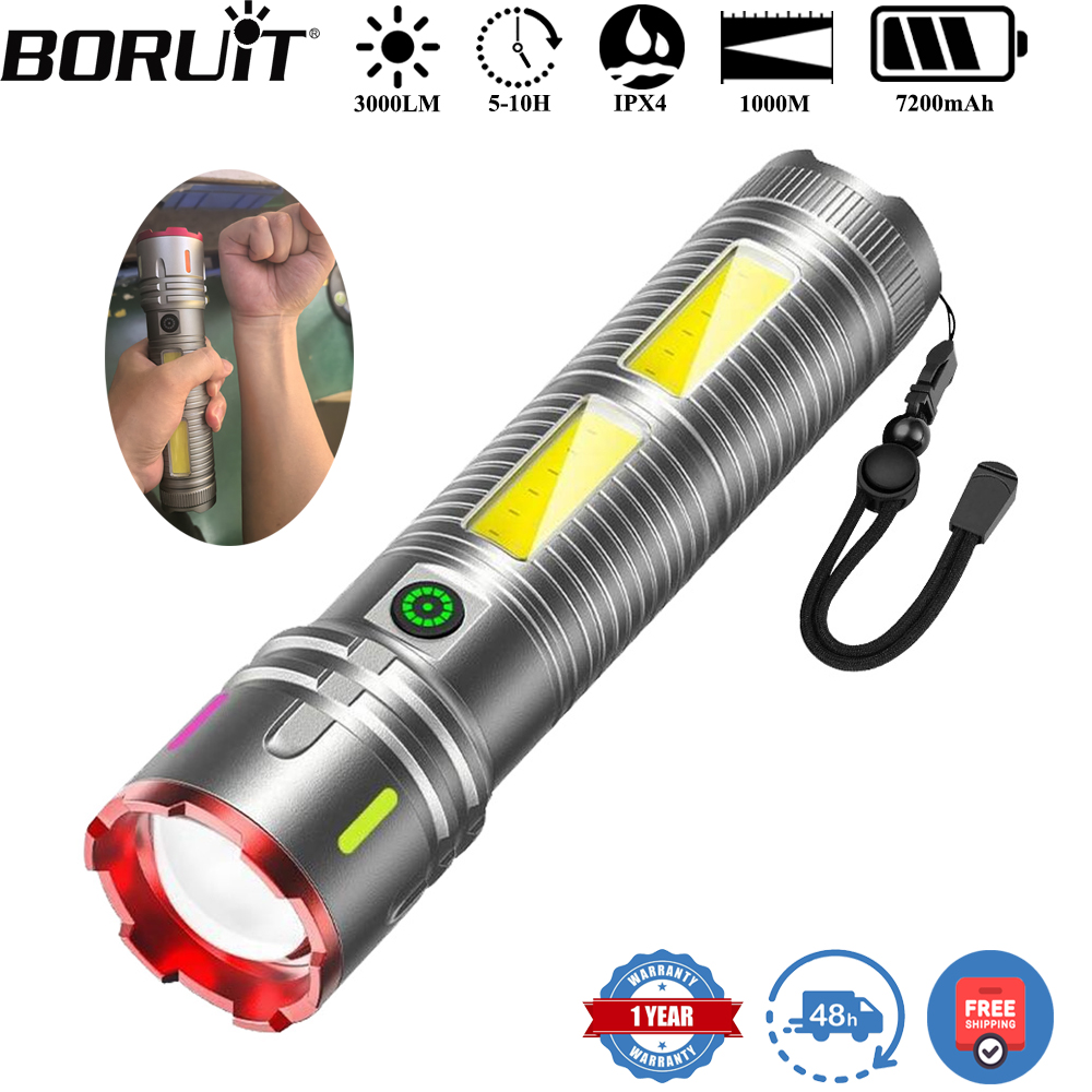 Outdoor Power Meter Bike - ไฟฉายซูม LED BORUiT 3000LM ระยะไกล 1000