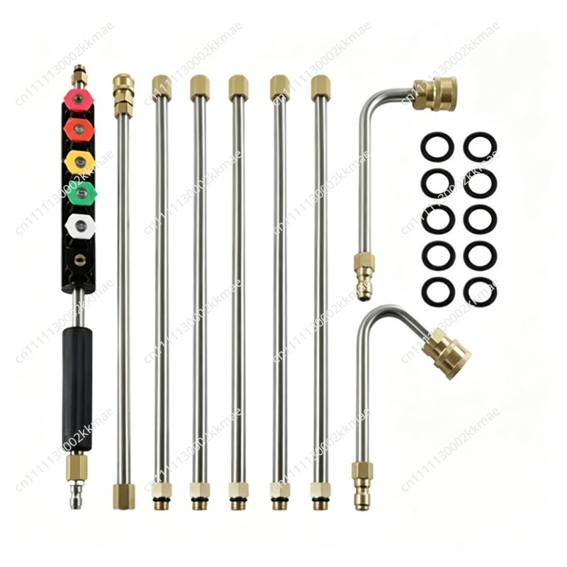 Power Washer Gun Replacement - ชุดอุปกรณ์ทำความสะอาดรางน้ำด้วยเครื่องฉีดน้ำแรงดันสูง พร้อมก้านต่อแบบยืดหดได้ หัวฉีดทำความสะอาดหน้าต่าง 9 ชิ้น