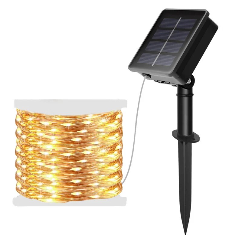 Outdoor Power For Wedding - ไฟราวพลังงานแสงอาทิตย์ LED 100นางฟ้ากันน้ำพลังงานแสงอาทิตย์ไฟสายทองแดงพวงมาลัยปาร์ตี้คริสต์มาสโคมไฟพลังงานแสงอาทิตย์สำหรับสวนกลางแจ้งงานแต่งงาน