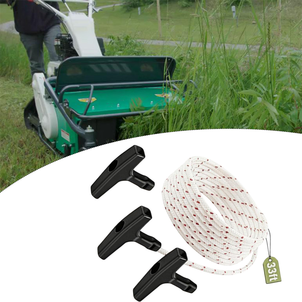 Snow Blower Single - สายดึงสตาร์ทเตอร์ขนาด 33 ฟุตสำหรับเครื่องเป่าหิมะพร้อมด้ามจับ 3 อัน ใช้ได้กับเครื่องเป่าหิมะแบบเดี่ยวและแบบสองขั้นตอนส่วนใหญ่