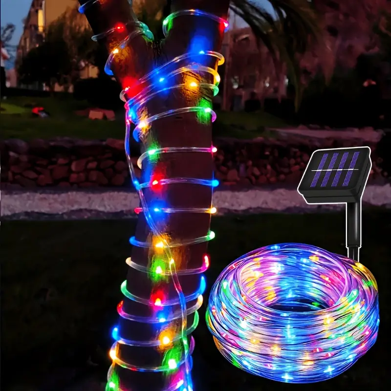Outdoor Power For Wedding - หลอดไฟ LED พลังงานแสงอาทิตย์สำหรับตกแต่งภายนอกอาคาร ไฟเชือกหลากสีสำหรับสวน งานคริสต์มาส งานแต่งงาน