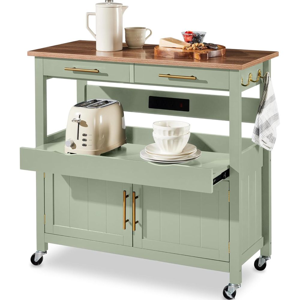 Outdoor Kitchen Power Outlet - รถเข็นครัวแบบมีล้อขนาด 36 นิ้ว, ตู้ 2 ประตู,