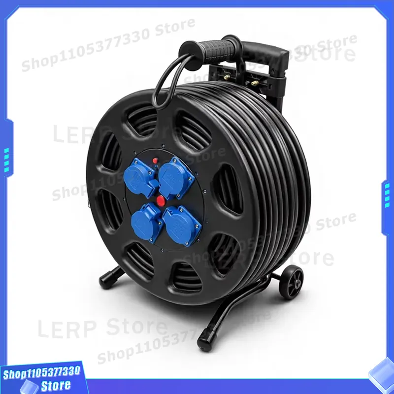 Quality Outdoor Power - สายพ่วงแบบม้วนได้สำหรับงานหนัก 50 เมตร 16A 250V ปลั๊ก