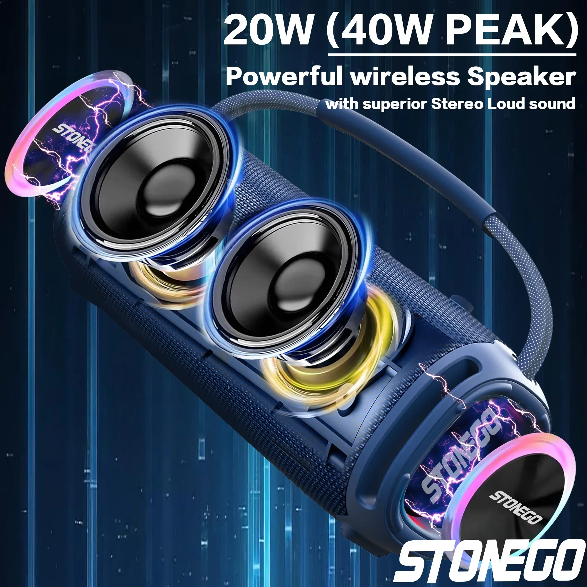 บลูทูธแบบพกพา 5.3 ลําโพงไร้สาย - Quality Outdoor Power บทวิจารณ์และราคา