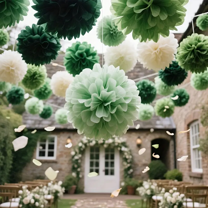 ลูกบอลดอกไม้กระดาษสีเขียวสไตล์ - Outdoor Power For Wedding บทวิจารณ์และราคา