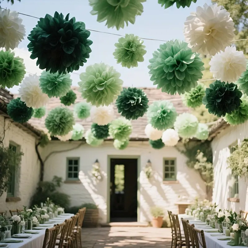 ลูกบอลดอกไม้กระดาษสีเขียวสไตล์ - Outdoor Power For Wedding บทวิจารณ์และราคา