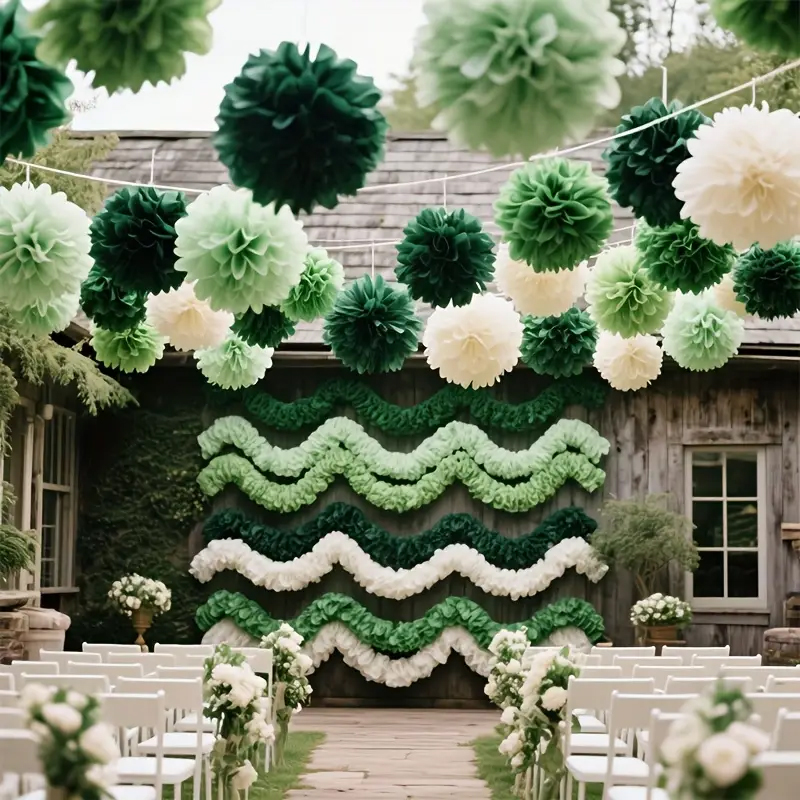 ลูกบอลดอกไม้กระดาษสีเขียวสไตล์ - Outdoor Power For Wedding บทวิจารณ์และราคา