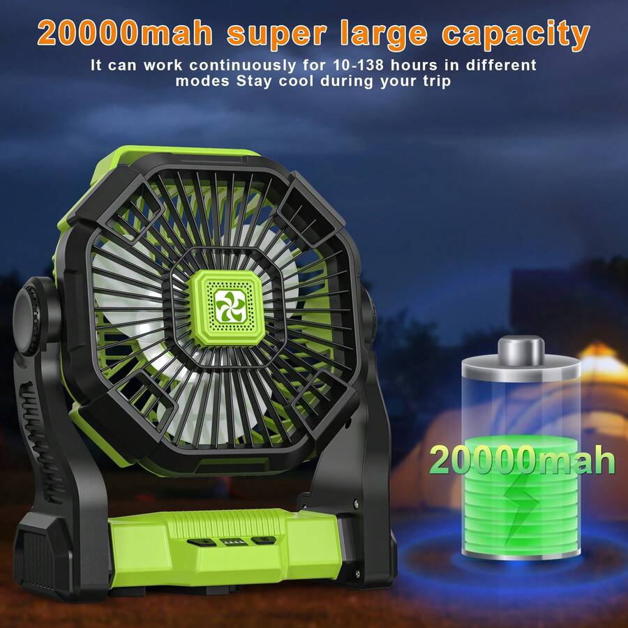 พัดลมพกพาแบตเตอรี่ขนาด 20000mA - Outdoor Power With Timer บทวิจารณ์และราคา