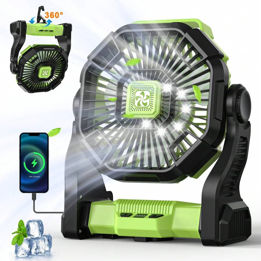 พัดลมพกพาแบตเตอรี่ขนาด 20000mA - Outdoor Power With Timer บทวิจารณ์และราคา